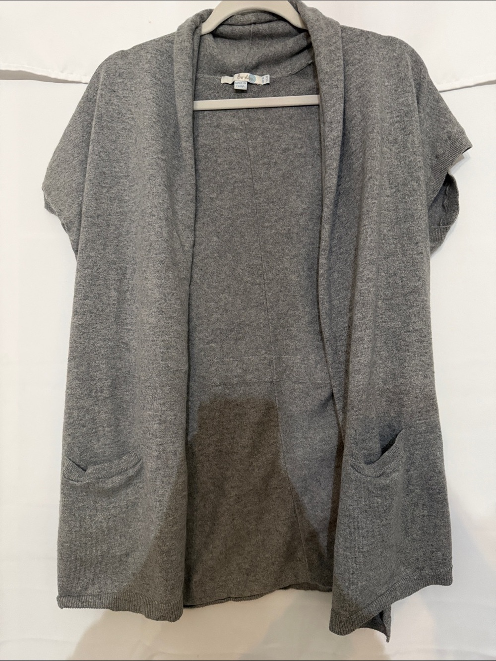 Boden Gray Open-Front Short-Sleeve Cardigan